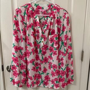 Lilly Pulitzer Floral Pink and Green Blouse